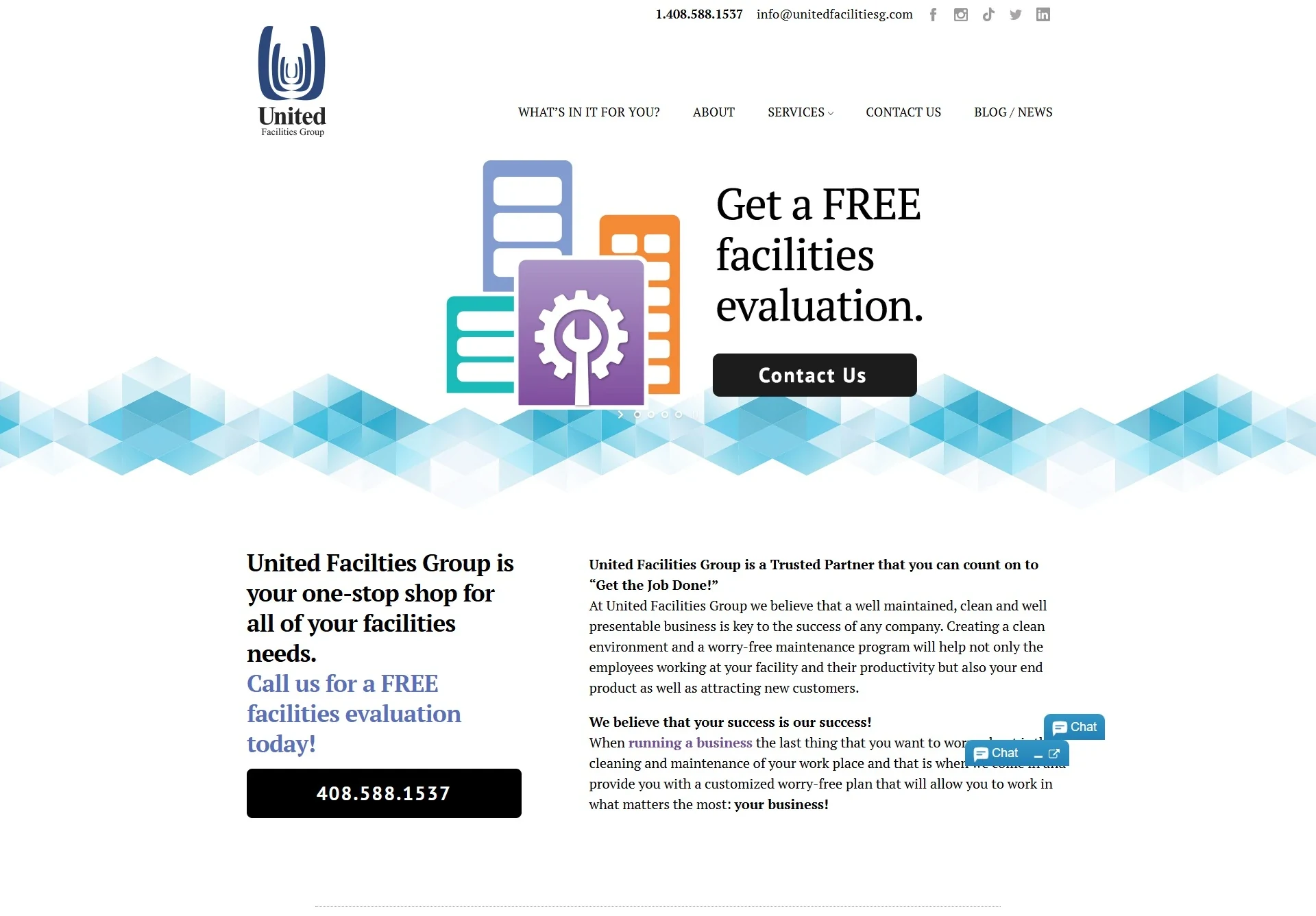 The earlier UFG Works website with a dense legacy layout